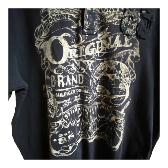 Men's Large Y2K Tommy Hilfiger Short Sleeve Polo Blue Anniversary M - Picture 3 of 6